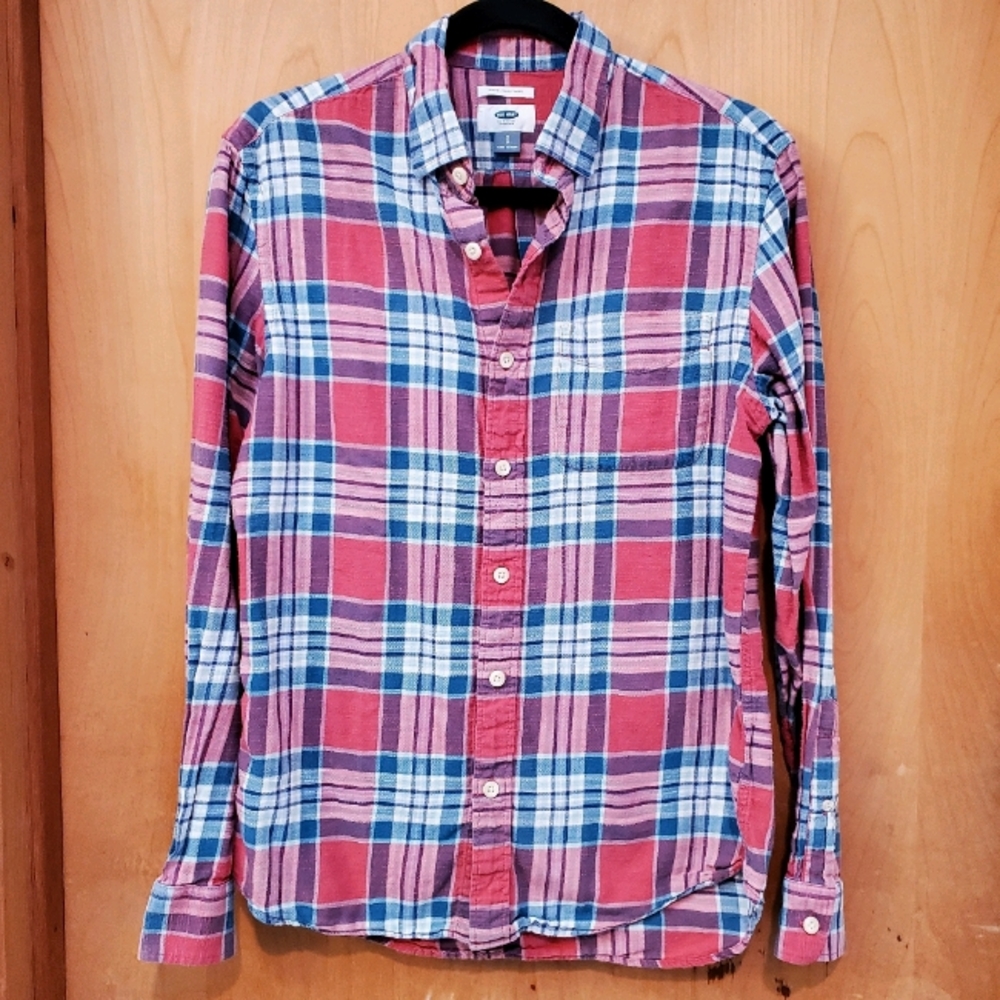 🟦 Old Navy Slim Fit Plaid Flannel Shirt - Small